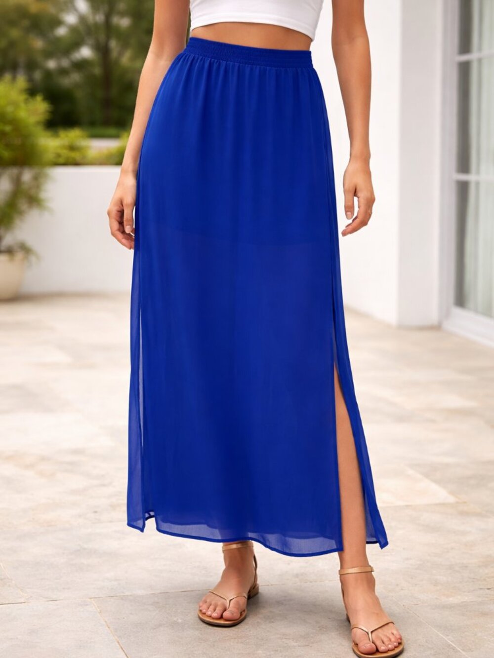 Divided by H&M | Royal Blue Sheer Maxi Skirt, Elastic waistband Y2K, size 4